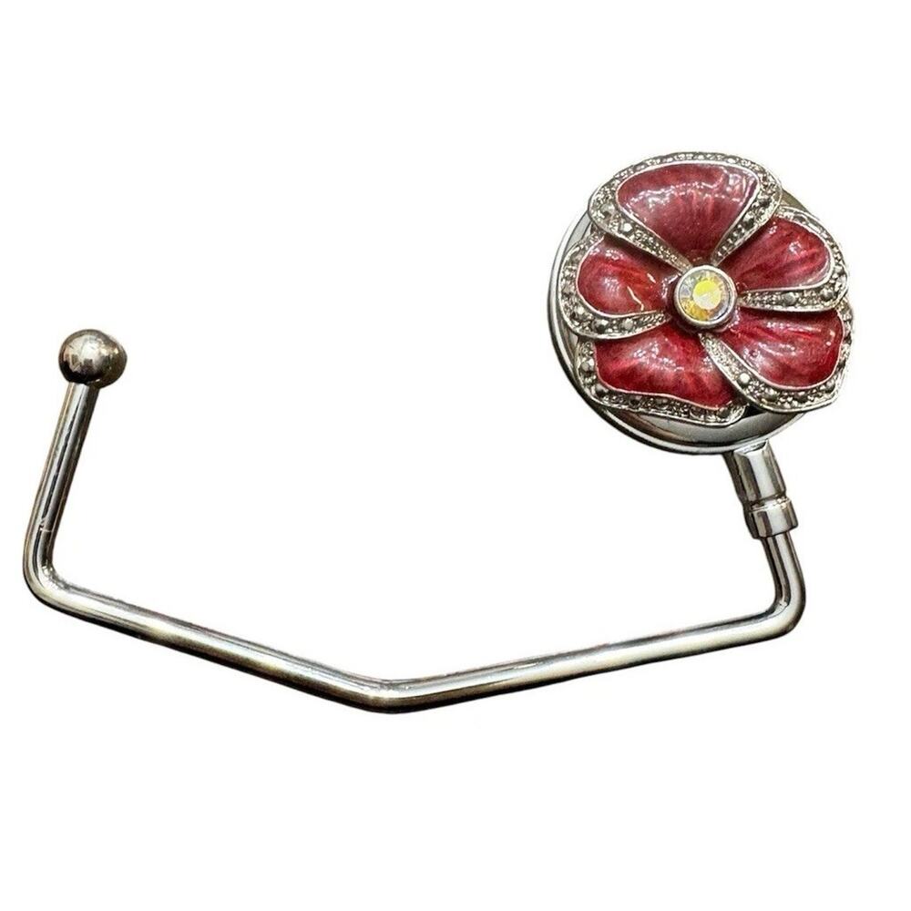 SPRING STREET CRYSTAL FLOWER RED HANDBAG HOLDER NEW WITH OUT TAG